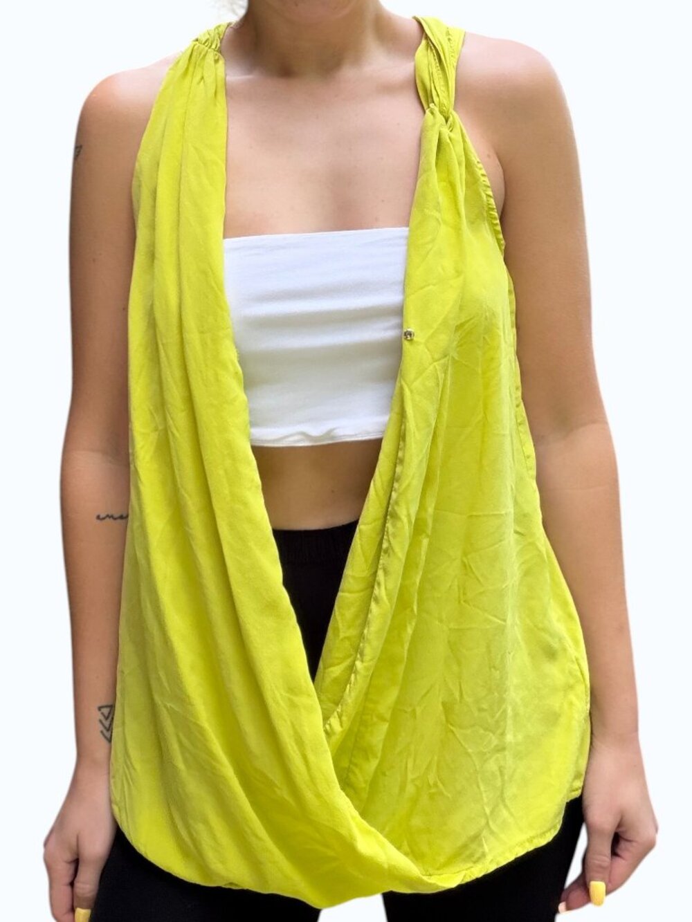 Nanette Lepore 100% Silk Vintage Y2K Draped Halter Tunic Top